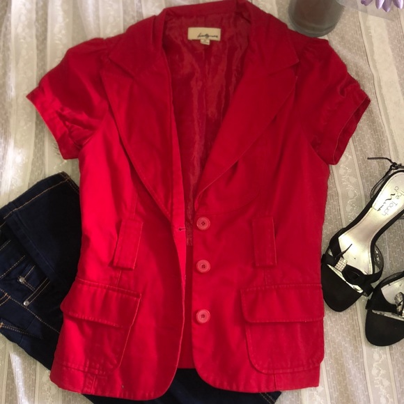 Short Sleeve Red Blazer - Picture 2 of 7